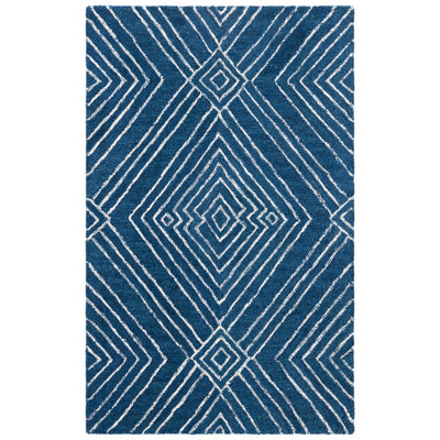 Elginpark Hand Tufted Wool/Cotton Geometric Rug in Ivory/Navy