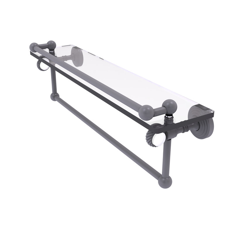 Étagère murale en verre Jarrell Gallery, H 5,5 po x l 22 po x P 6,8 po, Gris mat