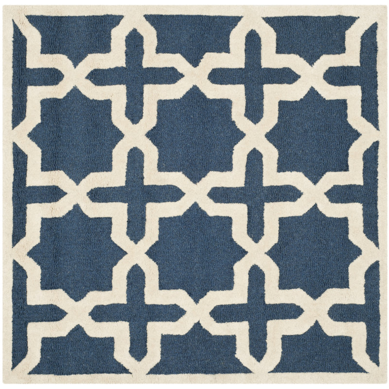 Igna Hand Tufted Wool Geometric Rug, Square 4'