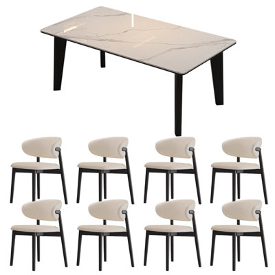 Modern Simple Durable Rock Slab Dining Table Set