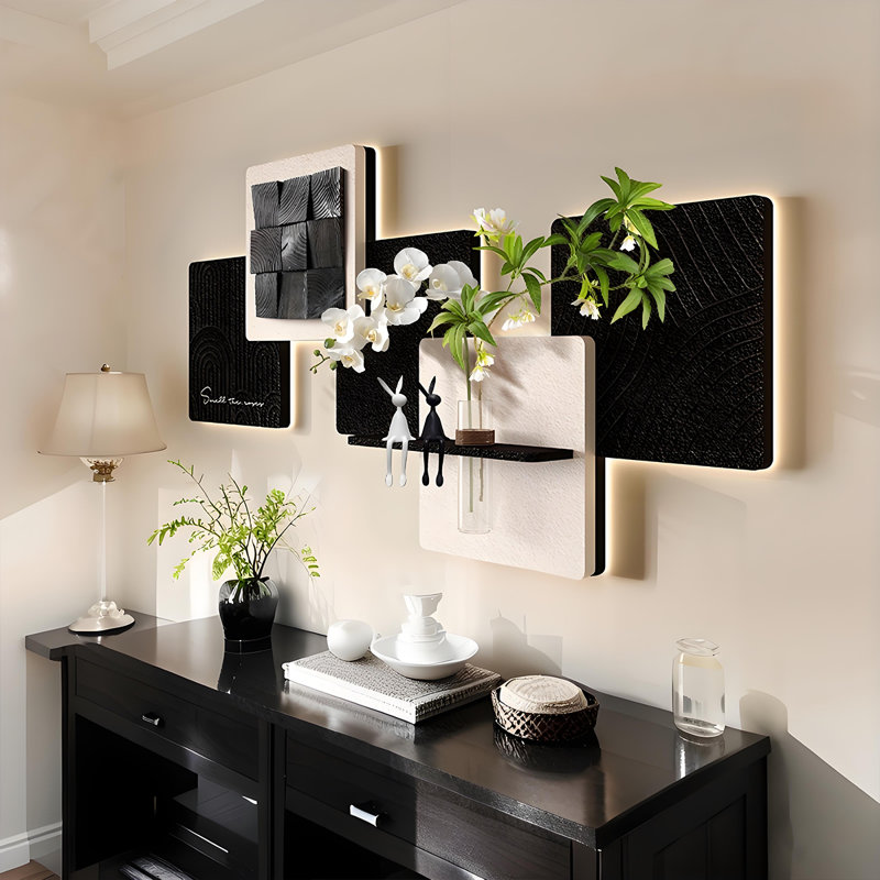 Peinture décorative 55,12 po en grès de bois massif 3D, H 27,56 po x l 55,12 po x P 1,57 po