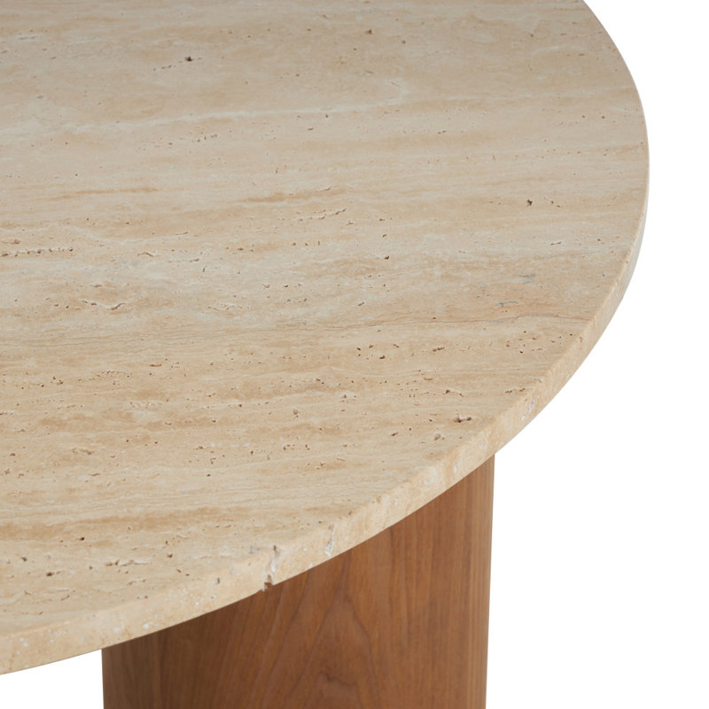 Cole And Grey Wood Living Room Coffee Table With Beige Marble Top