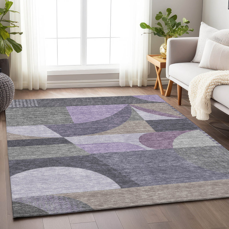 Tapis mauve intérieur / extérieur lavable à la machine Cinead ACN1667, Rectangulaire 8 pi x 10 pi