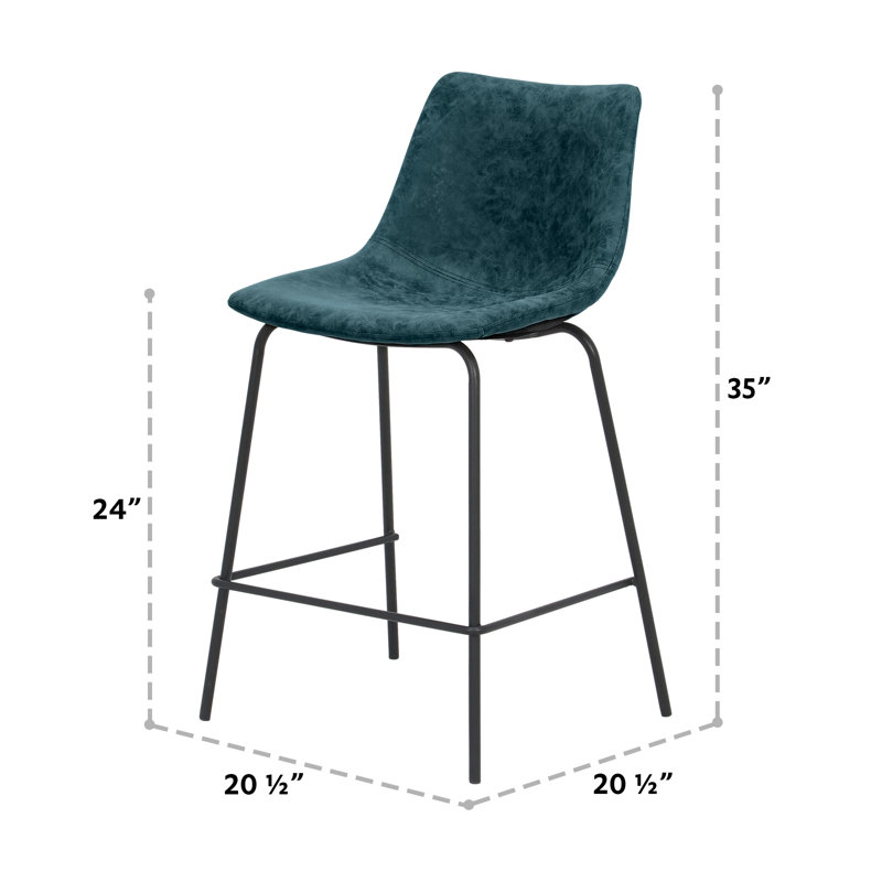 Tabouret de bar en similicuir (ensemble de 2), Indigo, Tabouret de comptoir (assise de 24 po de hauteur)