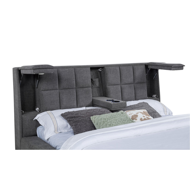 Platform Bed, King, Gray