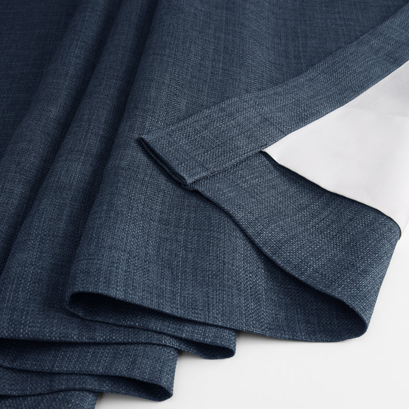 Armita Italian Faux Linen Room Darkening Curtains for Bedroom & Living Room Curtains - Single Panel Window Curtains, Blue