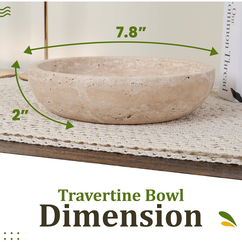 Diameter & 2” Height - Key Bowl For Entryway Table - Travertine Bowl - Organic Modern Centerpiece Bowl - Beige/Natural