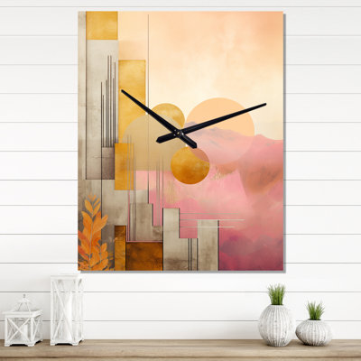 Art Nouveau Vintage City Of Gold III - Modern Geometric Vintage Wall Clock
