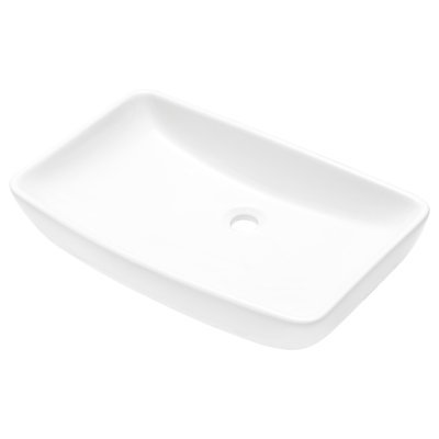 24"X15" Modern Ceramic Rectangular Sink - Stain , Elegant Look, Countertop Mount For Restaurant And Office Baths Vessel Fashionable, Installation Different Places