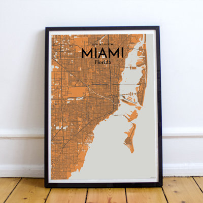 Miami City Map 1 Piece Wall Art