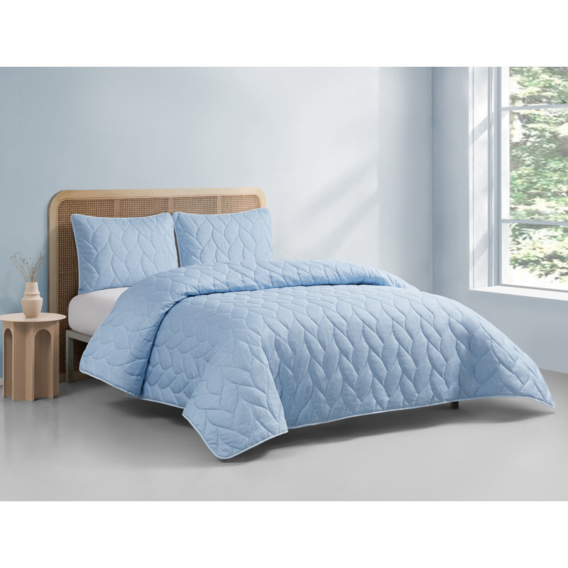 Emily 3 Piece Comforter Set, King Comforter + 2 King Shams, Blue