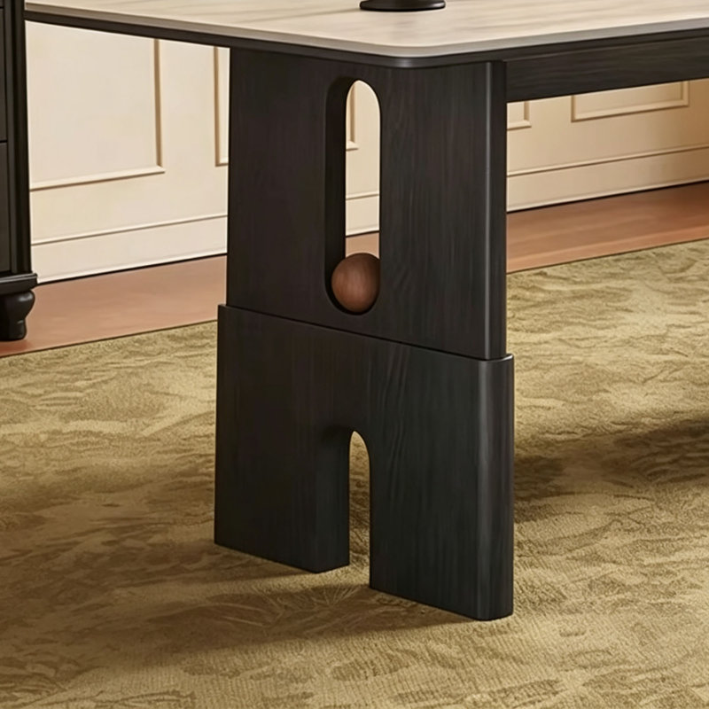 Table Mid-Century en pierre frittée, H 29,5 po x l 63 po x P 31,5 po