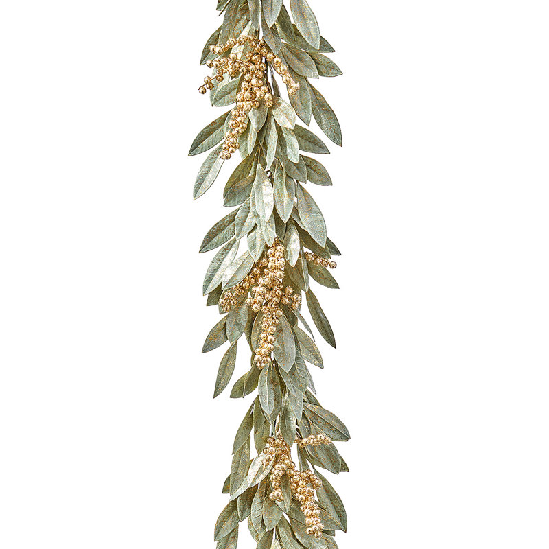 60" Gold Berry Bay Leaf Garland