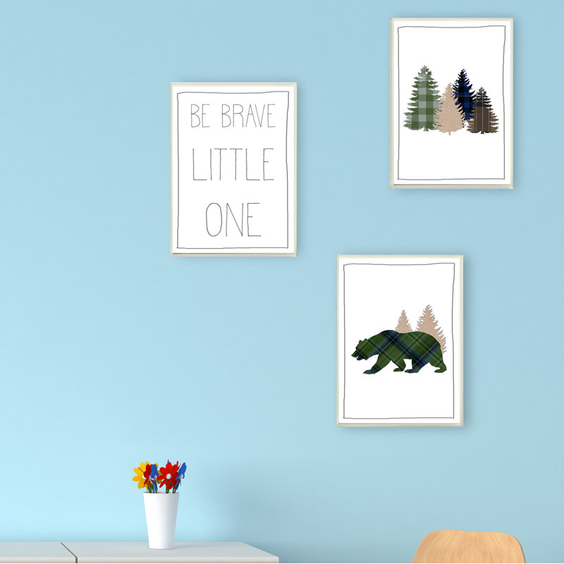 « be-little little one écossais forest bear », ensemble de 3 reproductions d’art sur bois