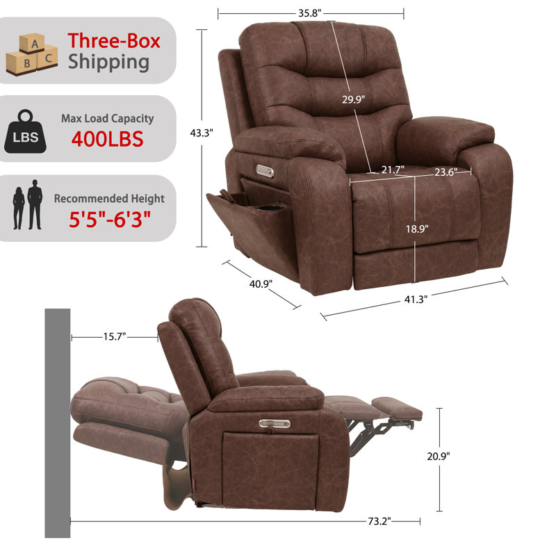EONIX Triple Motor Lay Flat Zero Gravity Recliner Chair with Adjustable Headrest, 8 Massage Modes & Lumbar Heating, Independent Power Foot Adjustments, Infinite Position, Brown