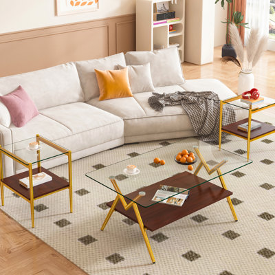 Arlandus Contemporary Tempered Glass Table , Storage For A Modern Home Of 3, Layer Practical In Living Room