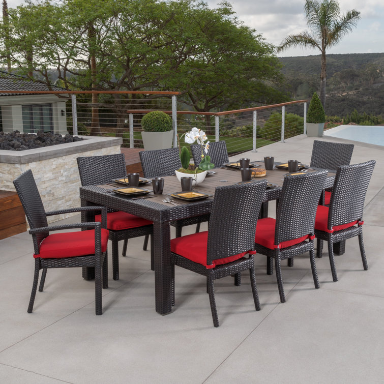 Fionnula 8 - Person Metal Patio Dining Set with Rectangular Table , Cushions Included