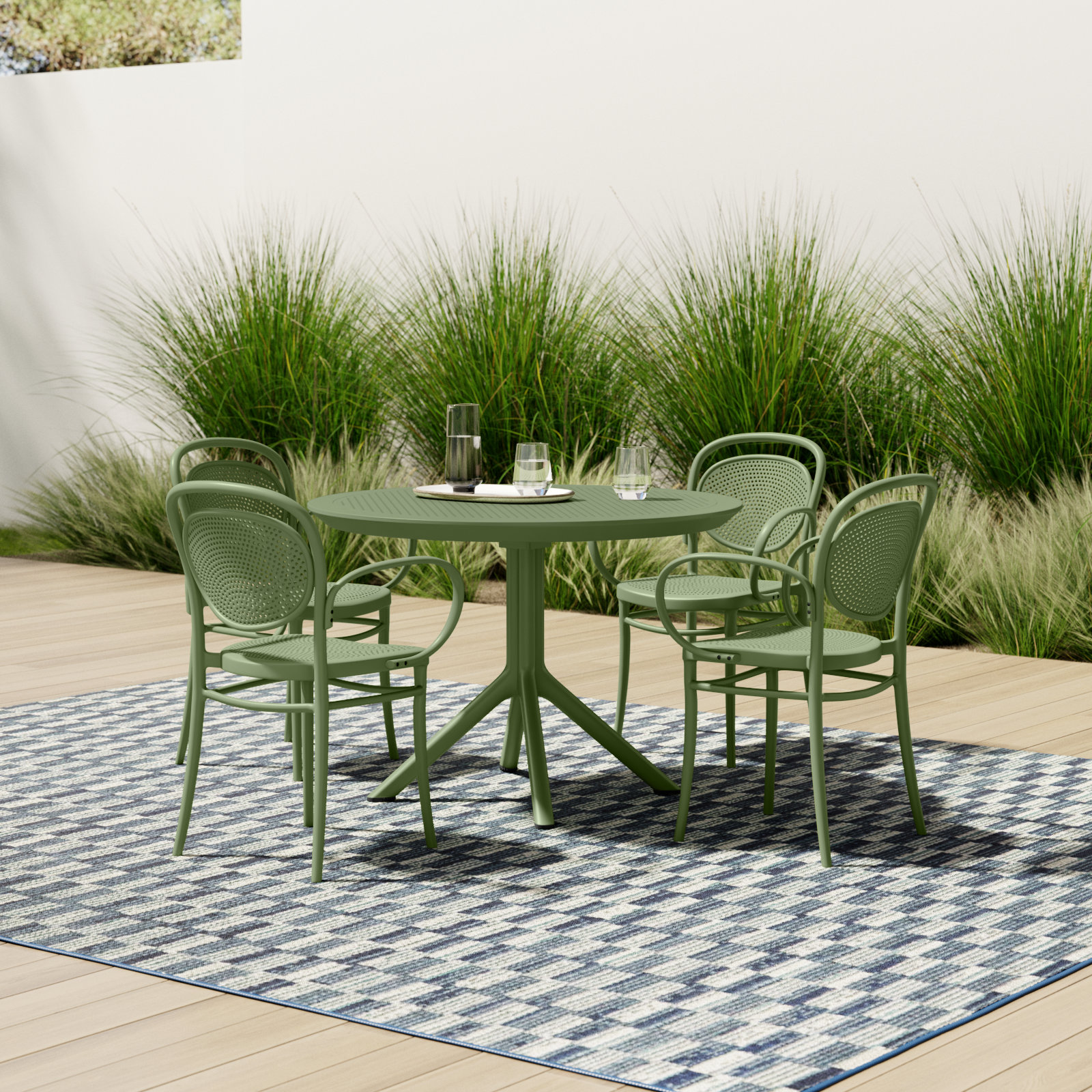 Farrah 41" Patio Dining Set, Olive Green