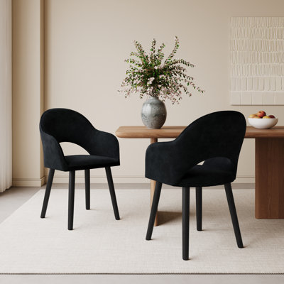49.5cm H Luxury Fabric Upholstered Dining Chair with Wooden Legs