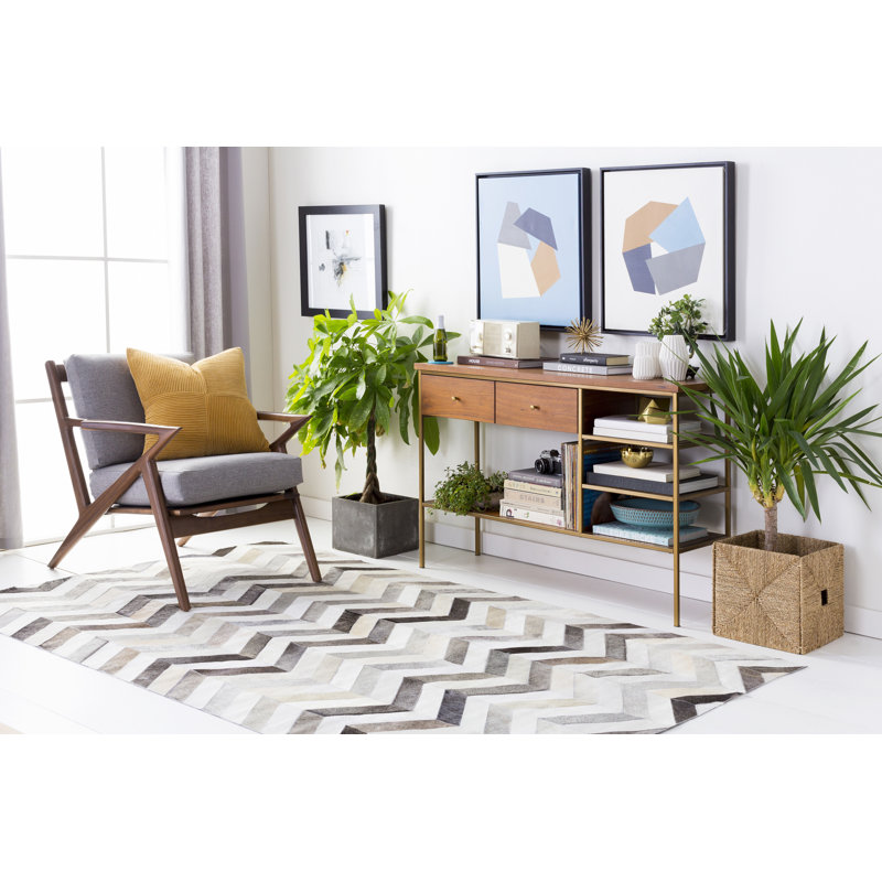 Trail Area Rug in Ivory, Gray, Rectangle 2' x 3'