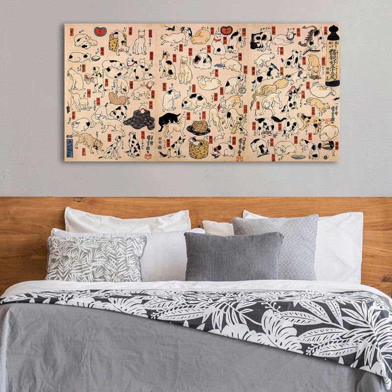 Cats Suggested As the Fifty-three Stations of the Tokaido 1 Piece Wrapped Canvas Wall Art, 35cm H x 70cm W x 4cm D