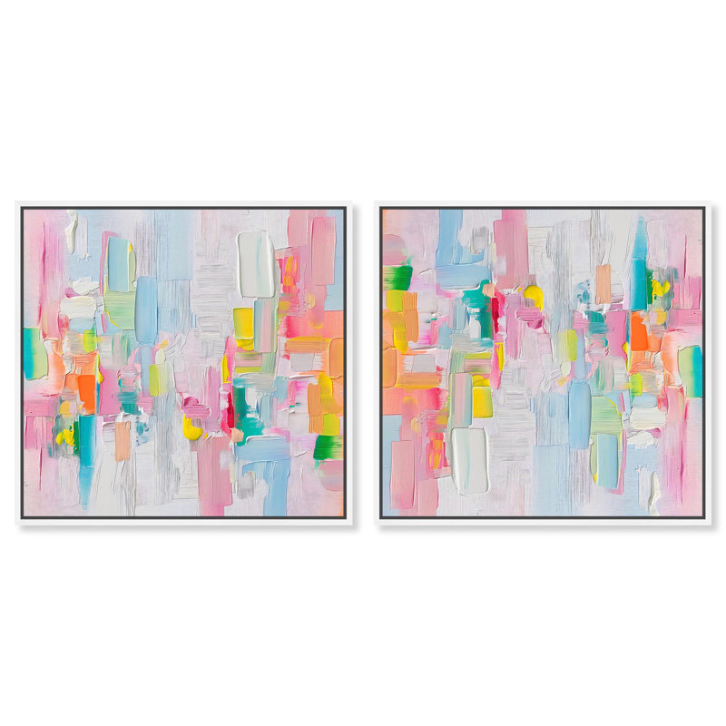 «Color Symphony II», ensemble de couleurs saturées par Art Remedy, H 41 po x l 41 po, Cadre blanc