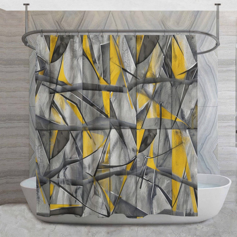 Rideau de douche Abstract construction - Décoration de salle de bain abstraite, H 93 po x l 70 po