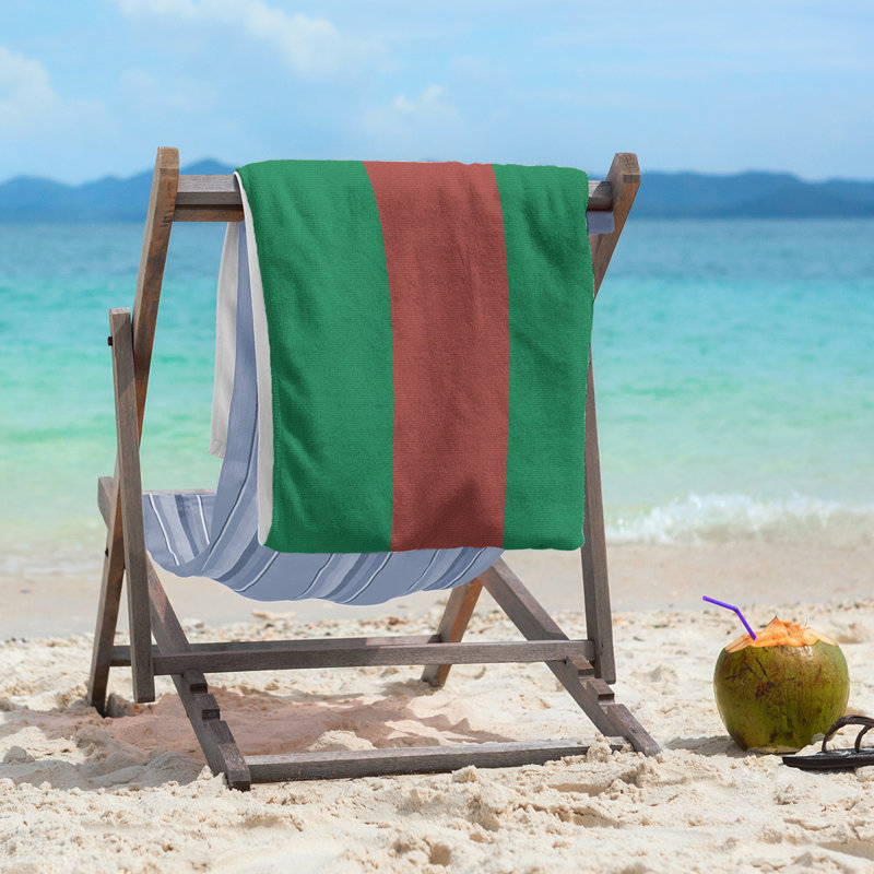 Lightweight Beach Towel, Green/Gold/Green