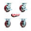 5 Inch Poly on Aluminum Caster Set with Roller Bearings 2 Brakes 2 Rigid SCC|SCC-30CS520-PAR-TLB-2-R520-2