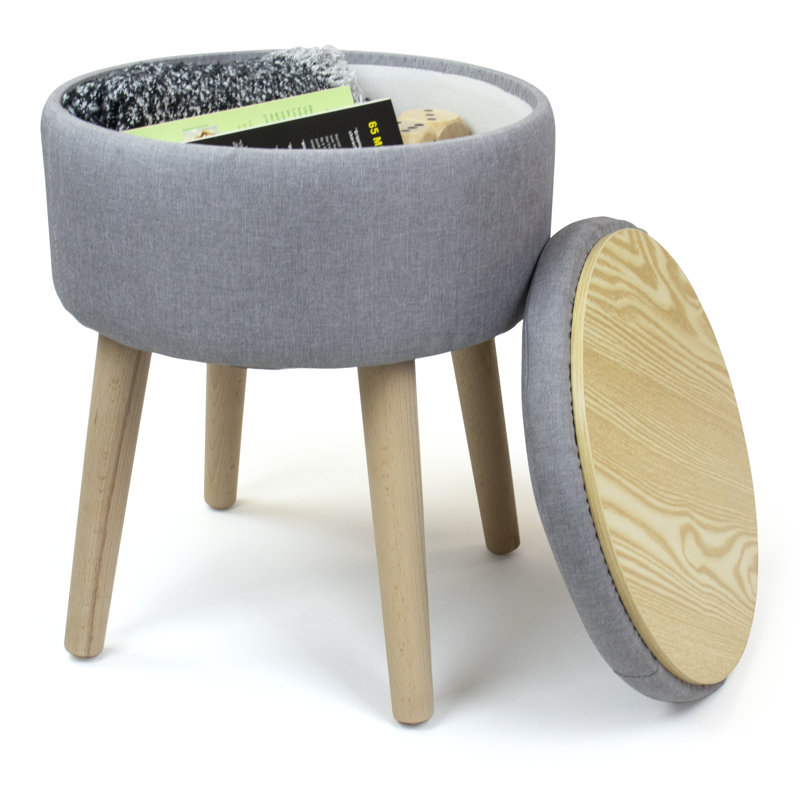 Repose-pieds rond avec rangement 14,17 po, Gris