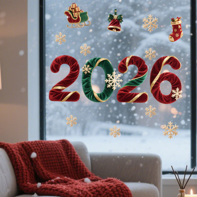 2026 Autocollant amovible en PVC pour décoration de Noël