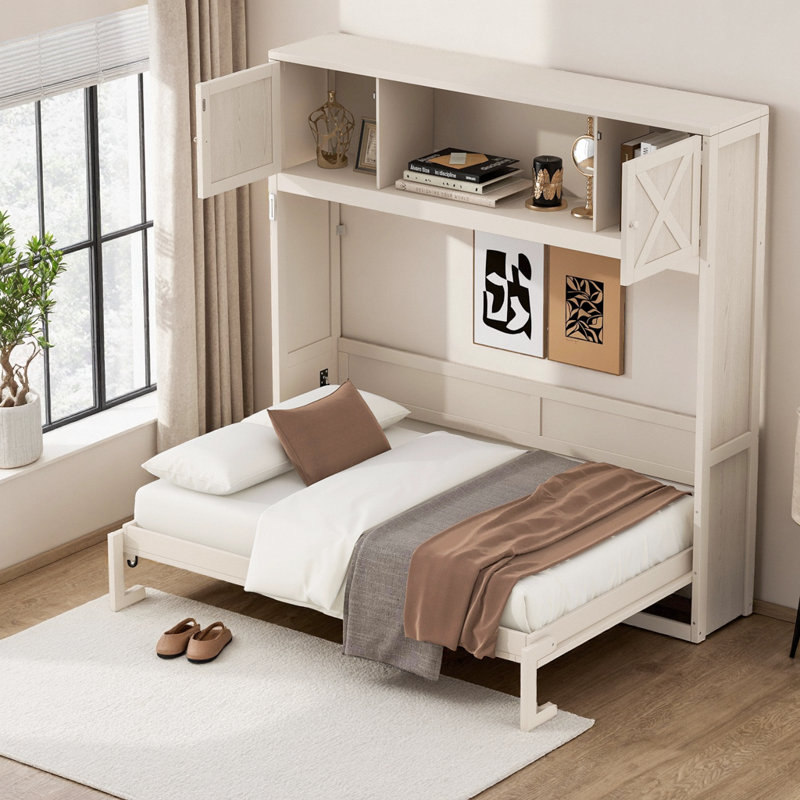 Lit escamotable double avec armoires de rangement et lit escamotable mural
