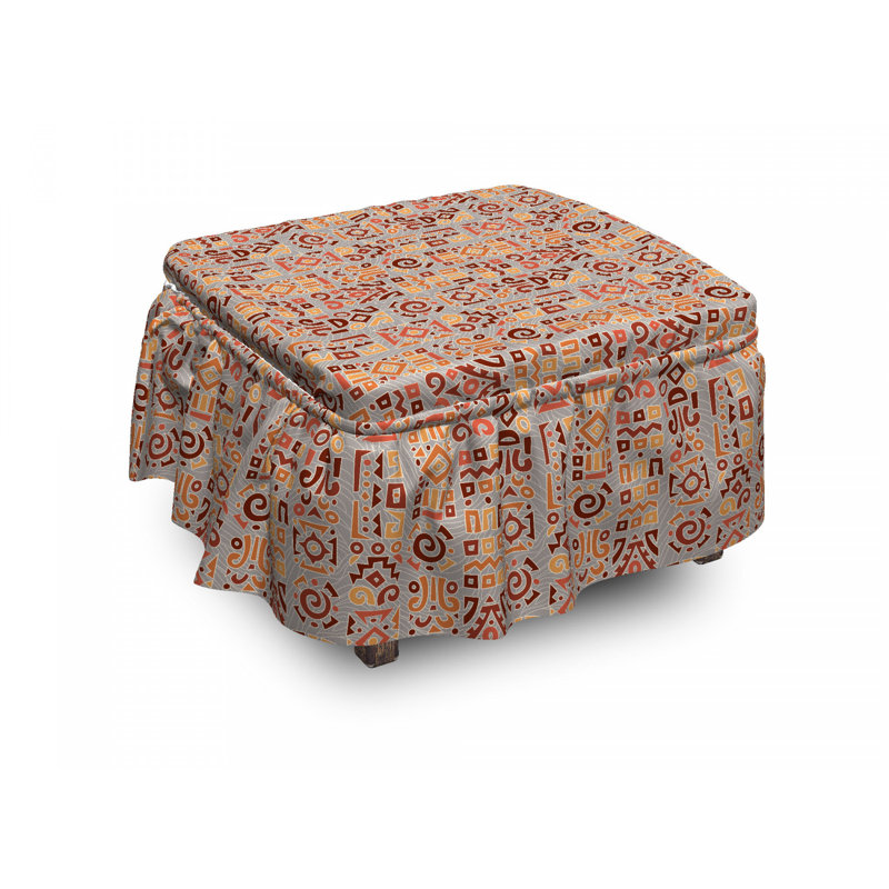 Ensemble de housse pour repose-pieds à coussins carrés de boîte 2 pièces tribal doodle