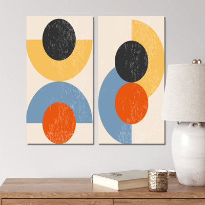 Minimal 20S Bauhaus Geometric V - ensemble de 2 peintures
