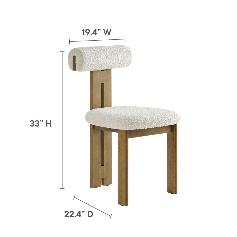 Ensemble de 2 chaises de salle à manger Torian Boucle, Chêne français, Ivoire ivoire