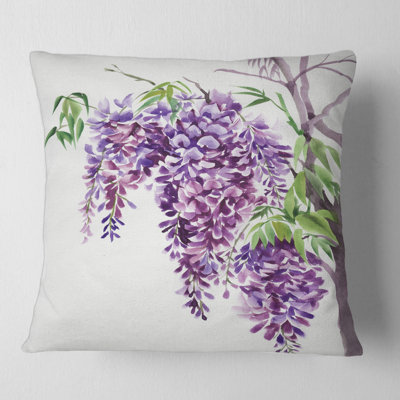 Coussins décoratifs mauves à motif de glycines mauves