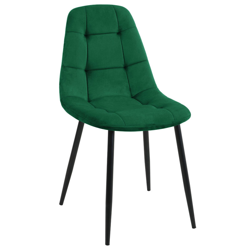 Adrianah 46cm H Tufted Velvet Upholstered Upholstered Back Side Chair in Green