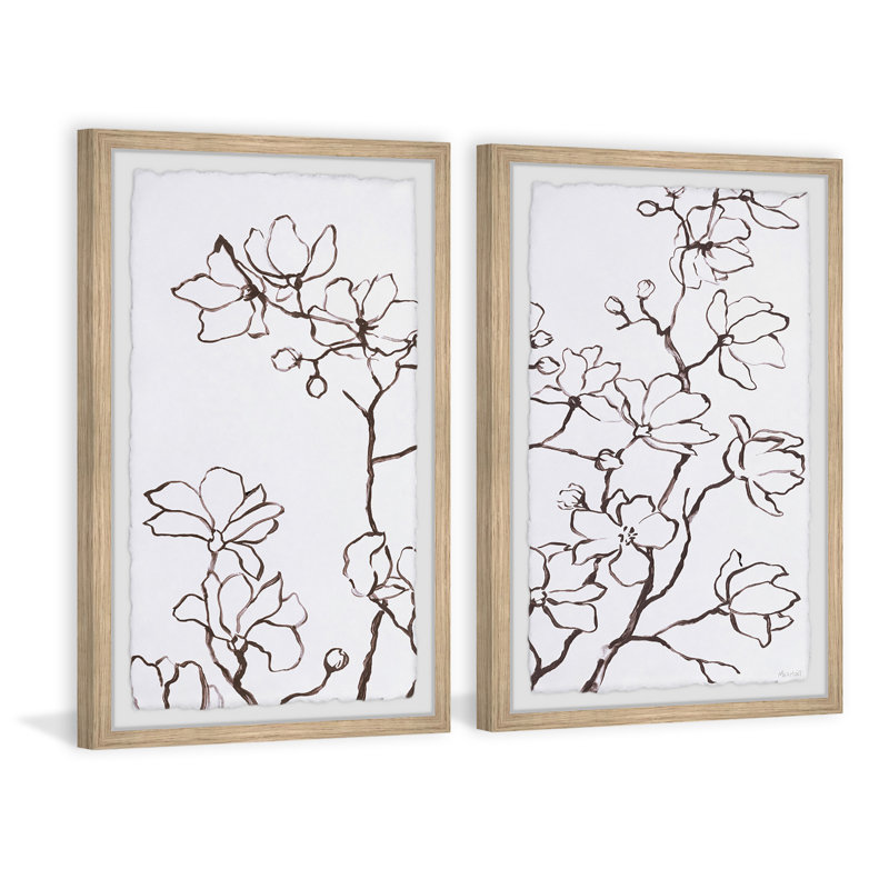 Flowery Branches by Marmont Hill - 2 Piece Single Picture Frame Painting Set, 45" H x 38" W x 3.81" D