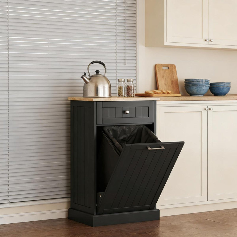 Armoire de rangement, armoire cachée pour la maison (poubelle non incluse), Noir