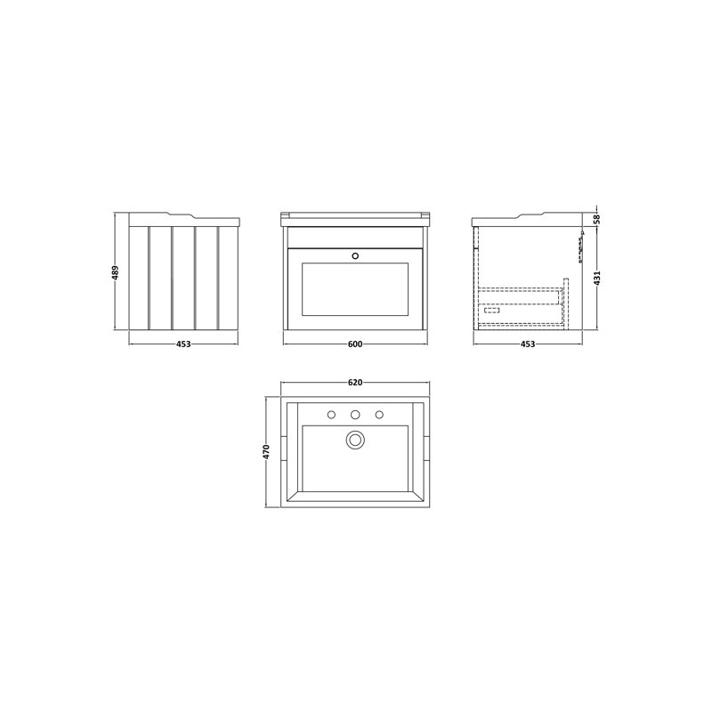 Ashwick 620 mm Bathroom Vanity, Satin Green