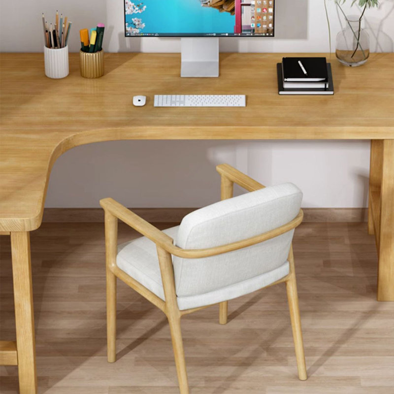 Bureau en bois massif en L Burlywood, Retour à gauche, H 29,53 po x l 55,12 po x P 47,24 po