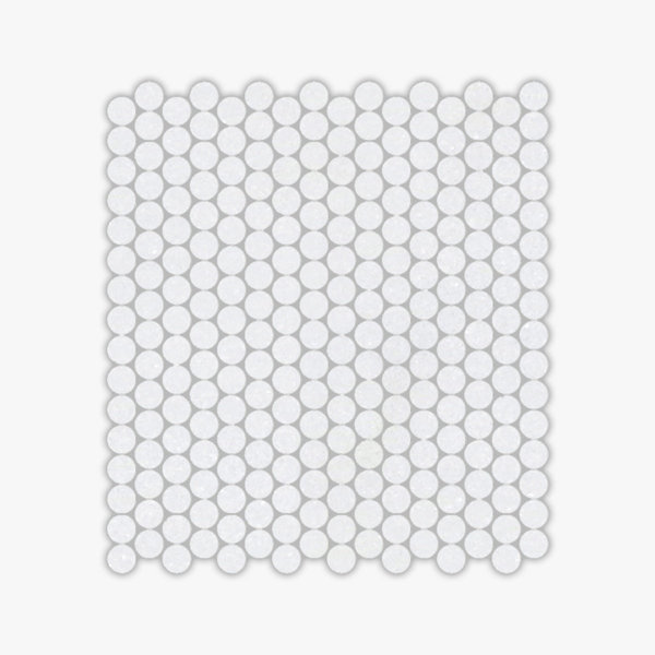 Thassos White Polished Penny Round Marble Mosaic