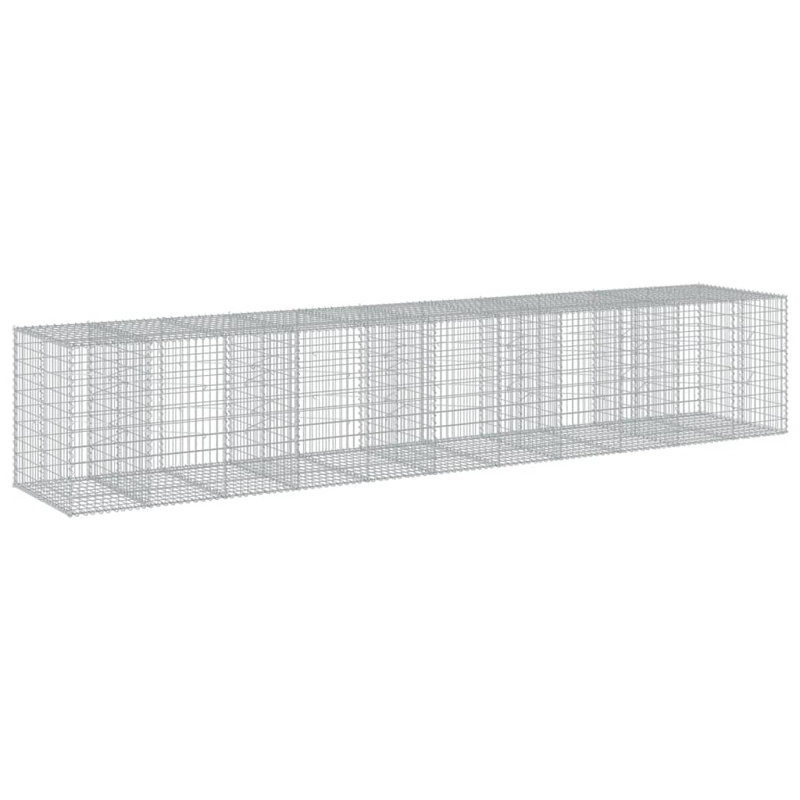 Gabion Basket Silver Galvanized Iron Extra Large Outdoor Planter Garden, 39.4" H x 21.6" W x 39.4" D