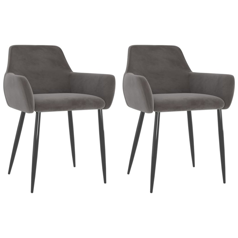 Dining Chairs Upholstered Chair with Metal Legs for Living Room Velvet, Dark Grey