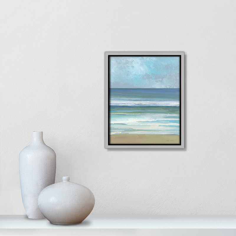 «Gentle Waves II» par Sally Swatland, 9.5' W x 11.5' H, Flottant argenté