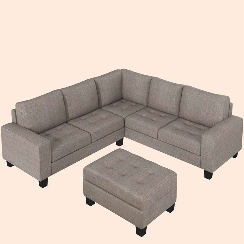 85'' Upholstered Sofa, Brown 100% Linen