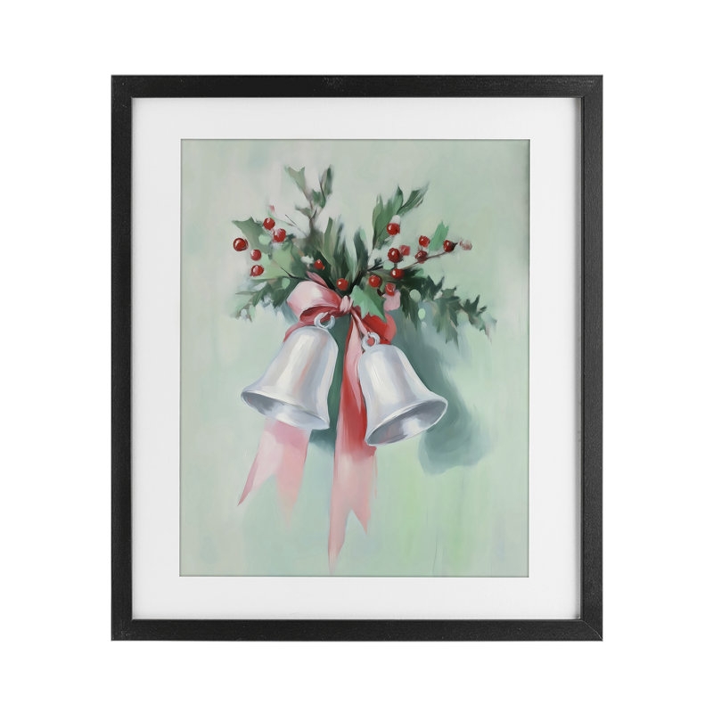 Festive Silver Bells, reproduction encadrée sous verre, design par Arlington Prints, Cadre noir minuit, H 16 po x l 13 po