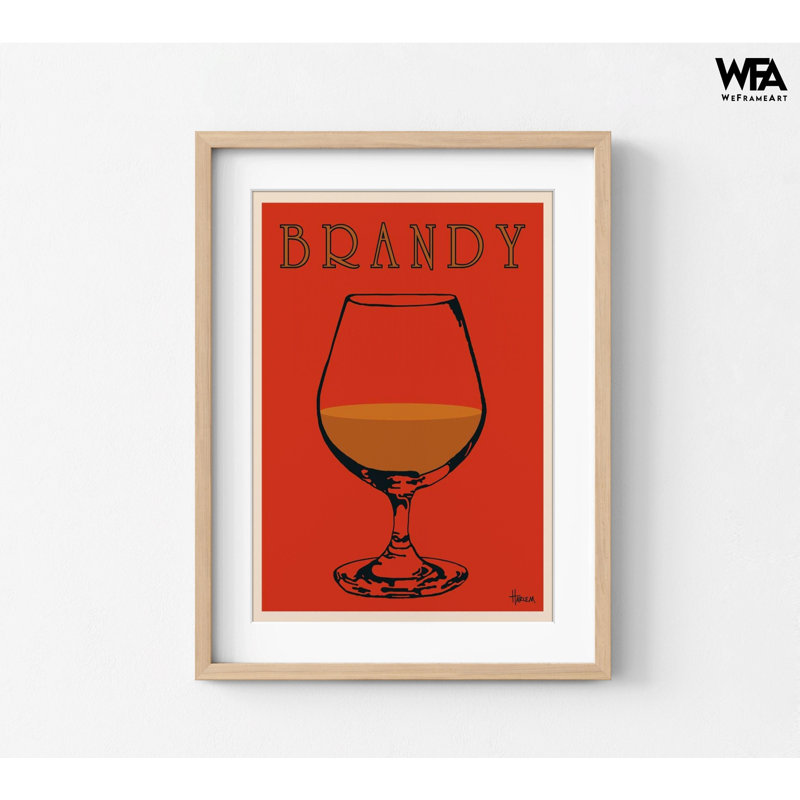Verre de brandy, impression d'affiche rétro, liqueur de brandy rétro, art mural rétro, impression d'affiche de bar, impression d'art de bar rouge 5462 og