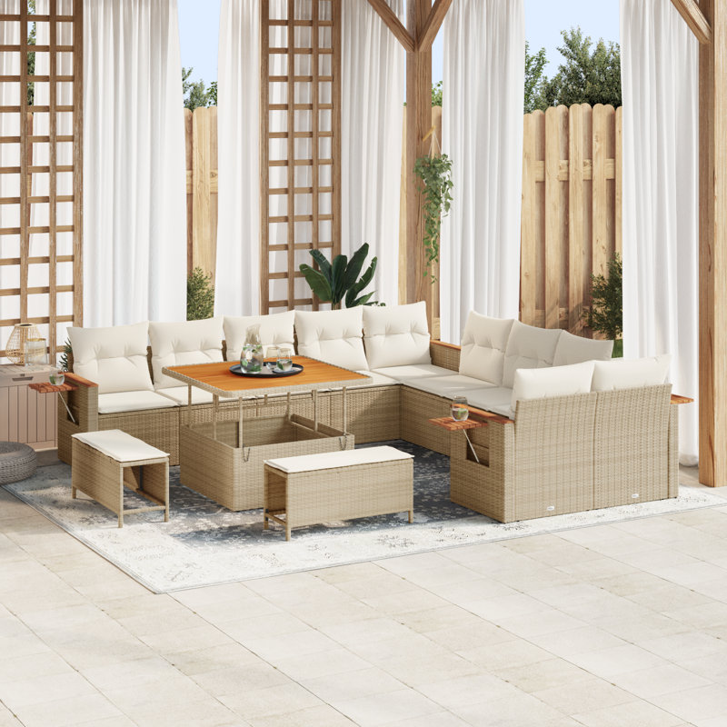 289cm Wide Patio Sofa with Cushions