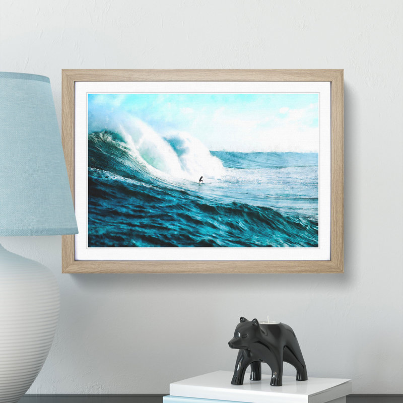 Surfs up - Picture Frame Painting Print, 24cm H x 33cm W x 2cm D, Oak Framed